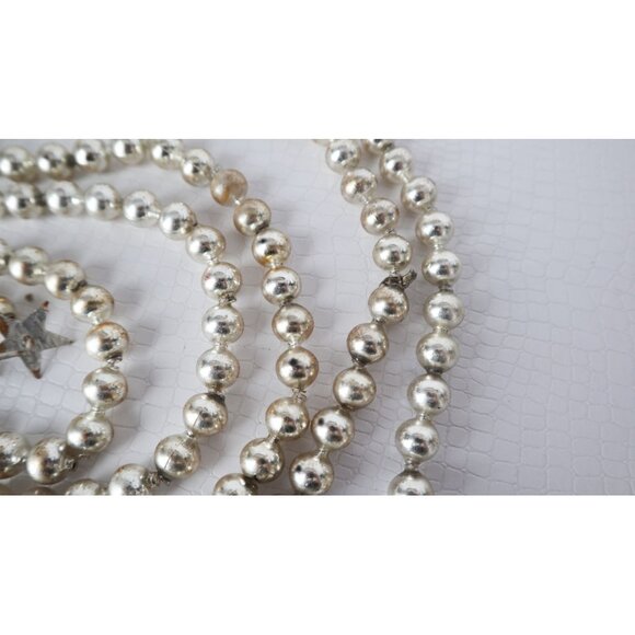 Antique 1930s Mercury Glass Christmas Silver Garland 98" Long Japan Lot D - Picture 4 of 6